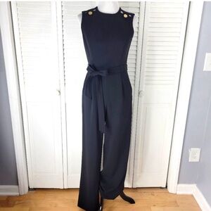 Calvin Klein Black Jumpsuit with Gold Buttons